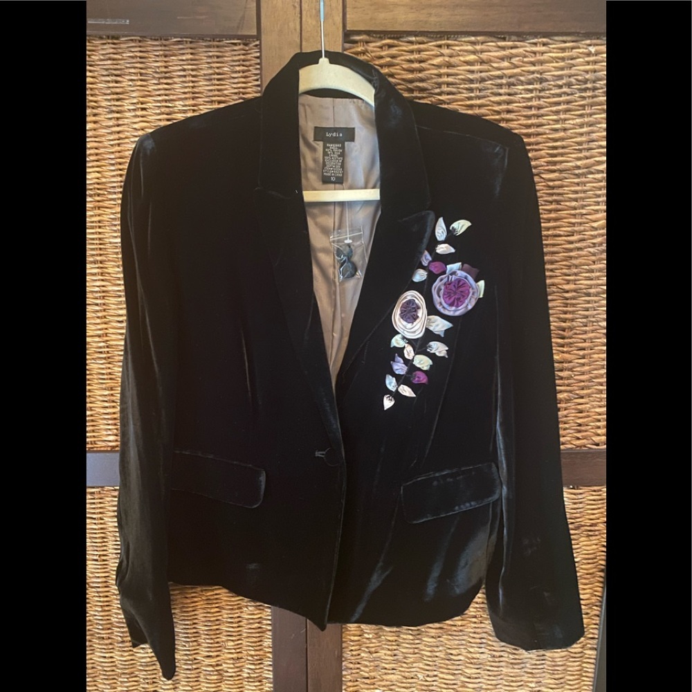 Lydia silk/rayon black Sz 10 blazer